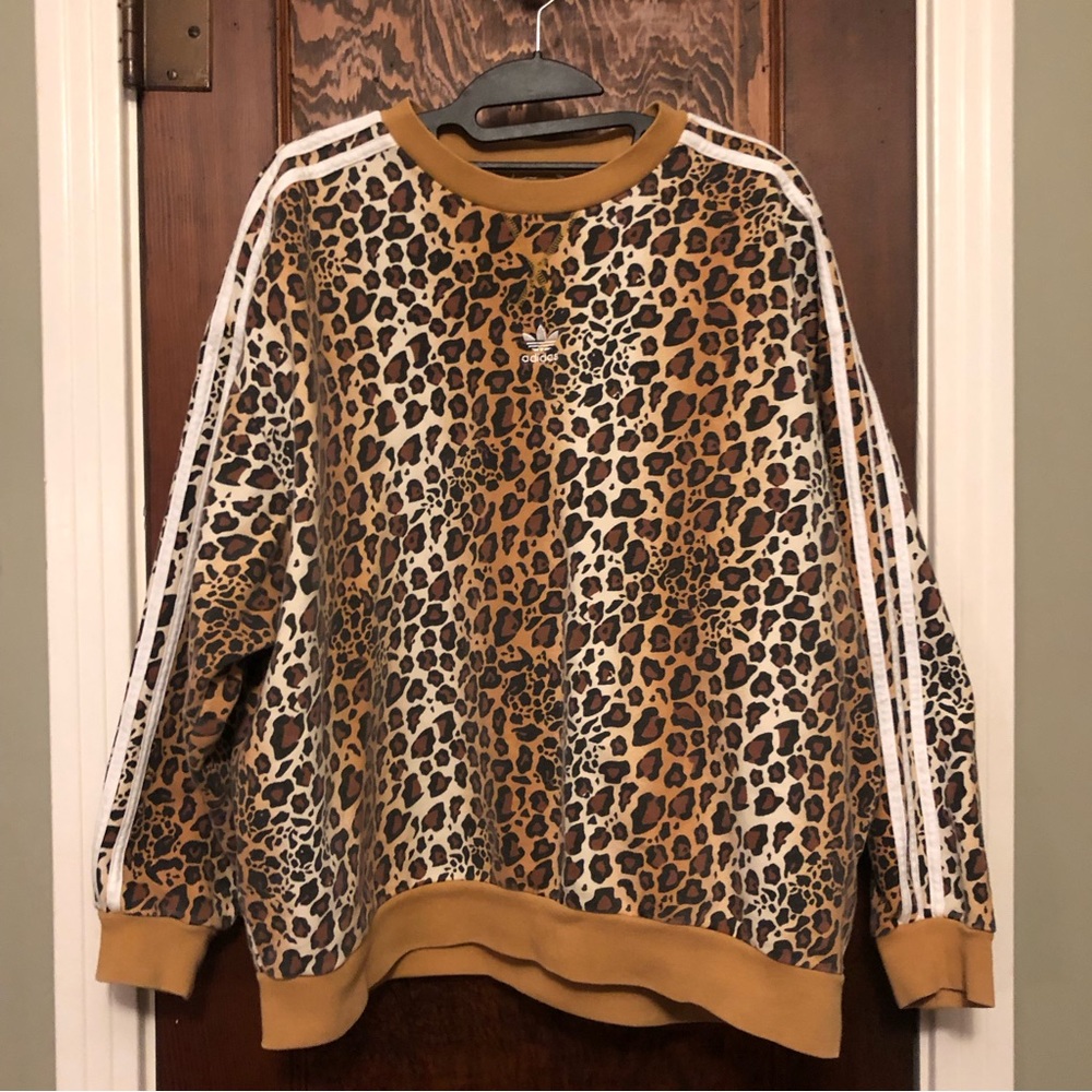 Adidas Leopard/Cheetah Sweatshirt Pullover sz L